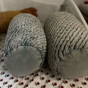 Anthropologie sage green velvet Bolster Pillows